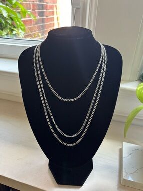Stainless Steel Chain Necklaces -Bundle of 3 Separate Chains in Various Lengths